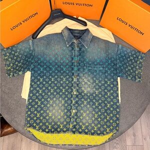 Louis Vuitton Men's Shirt in Blue and Yellow